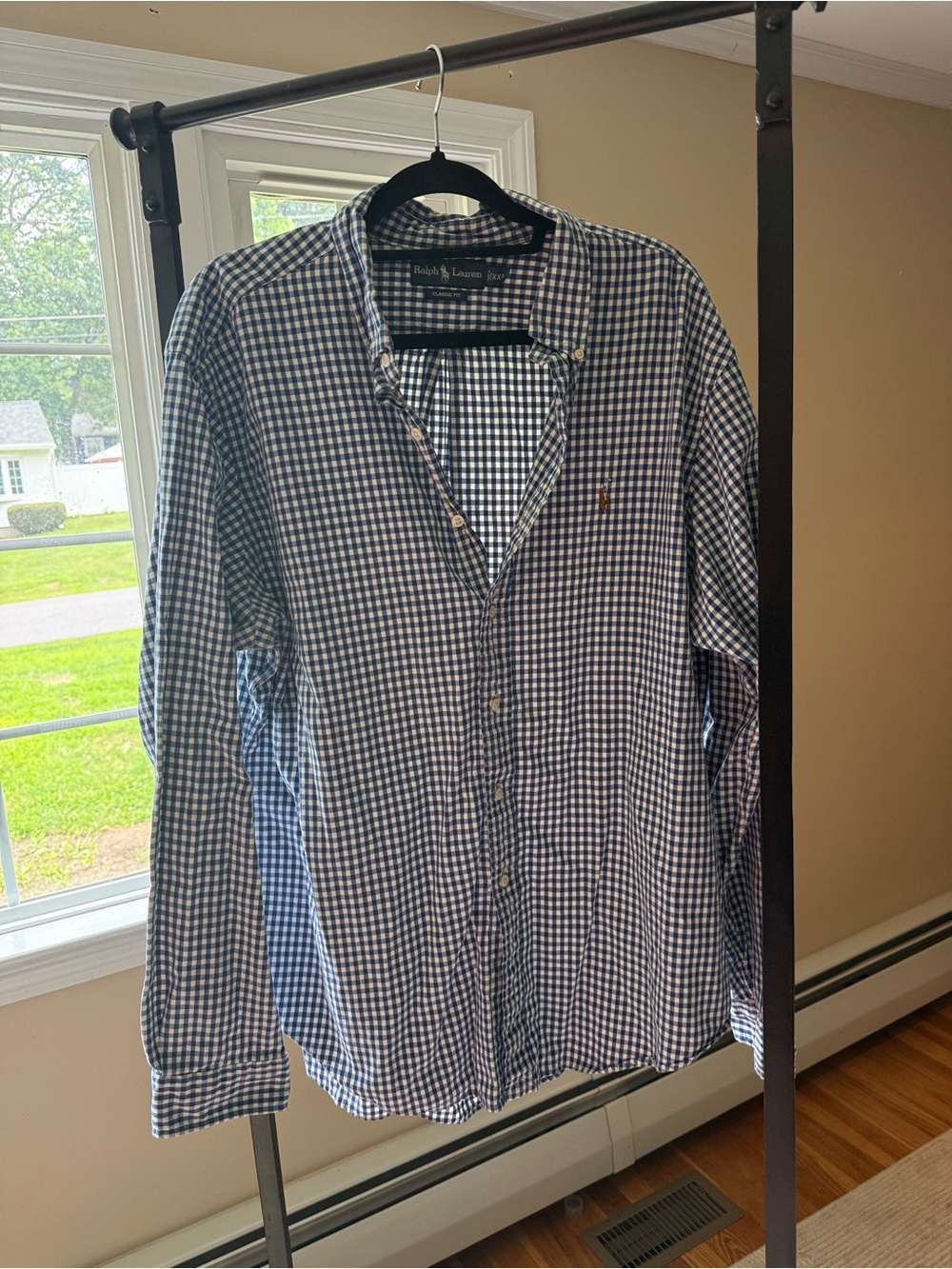 Ralph Lauren Navy and White Gingham Button-Down Shirt